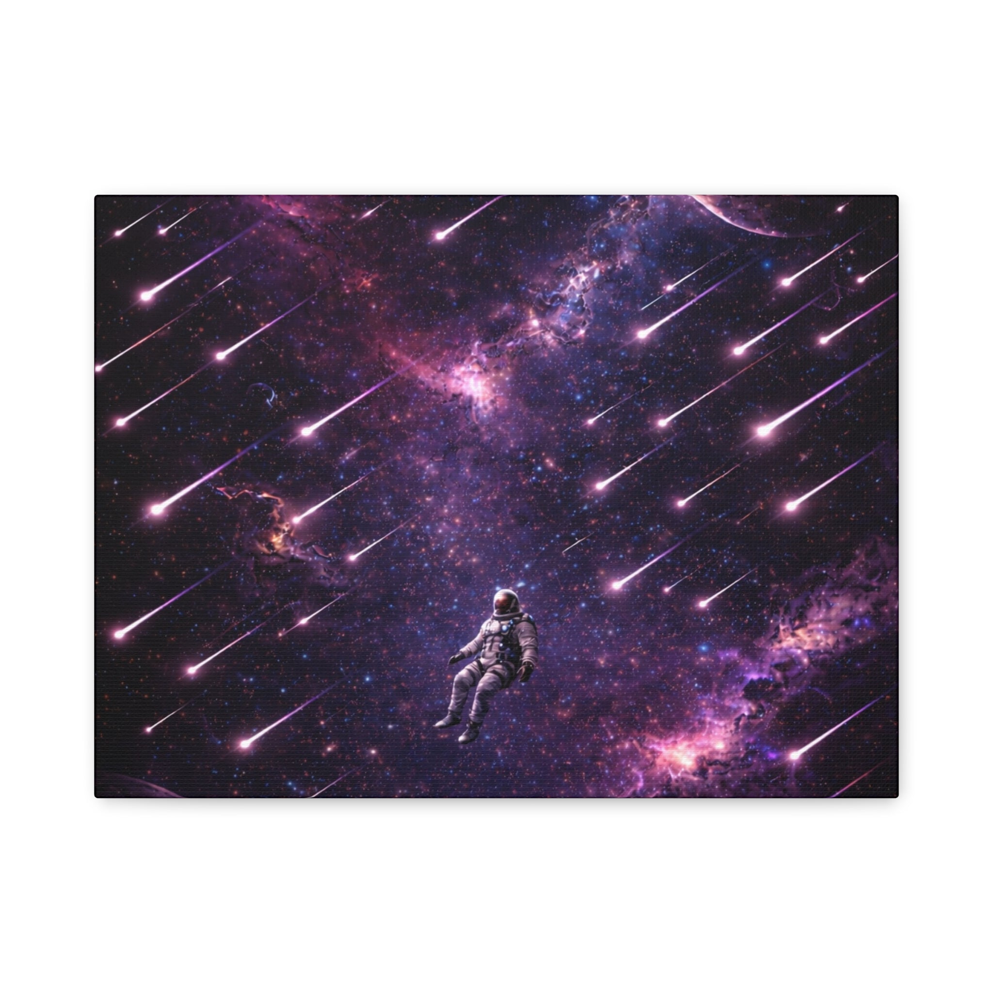 Galactic Meteor Shower Matte Canvas Wall Art — Astronaut Nebula Print (Stretched 1.25")
