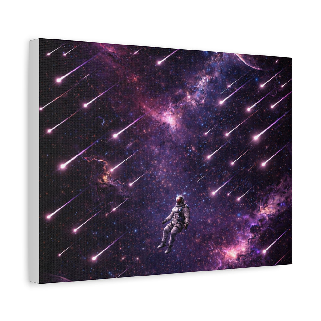 Galactic Meteor Shower Matte Canvas Wall Art — Astronaut Nebula Print (Stretched 1.25")