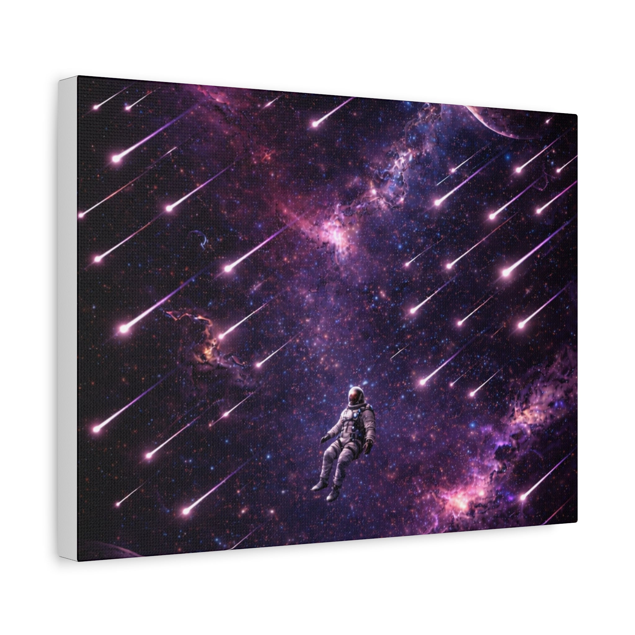 Galactic Meteor Shower Matte Canvas Wall Art — Astronaut Nebula Print (Stretched 1.25")