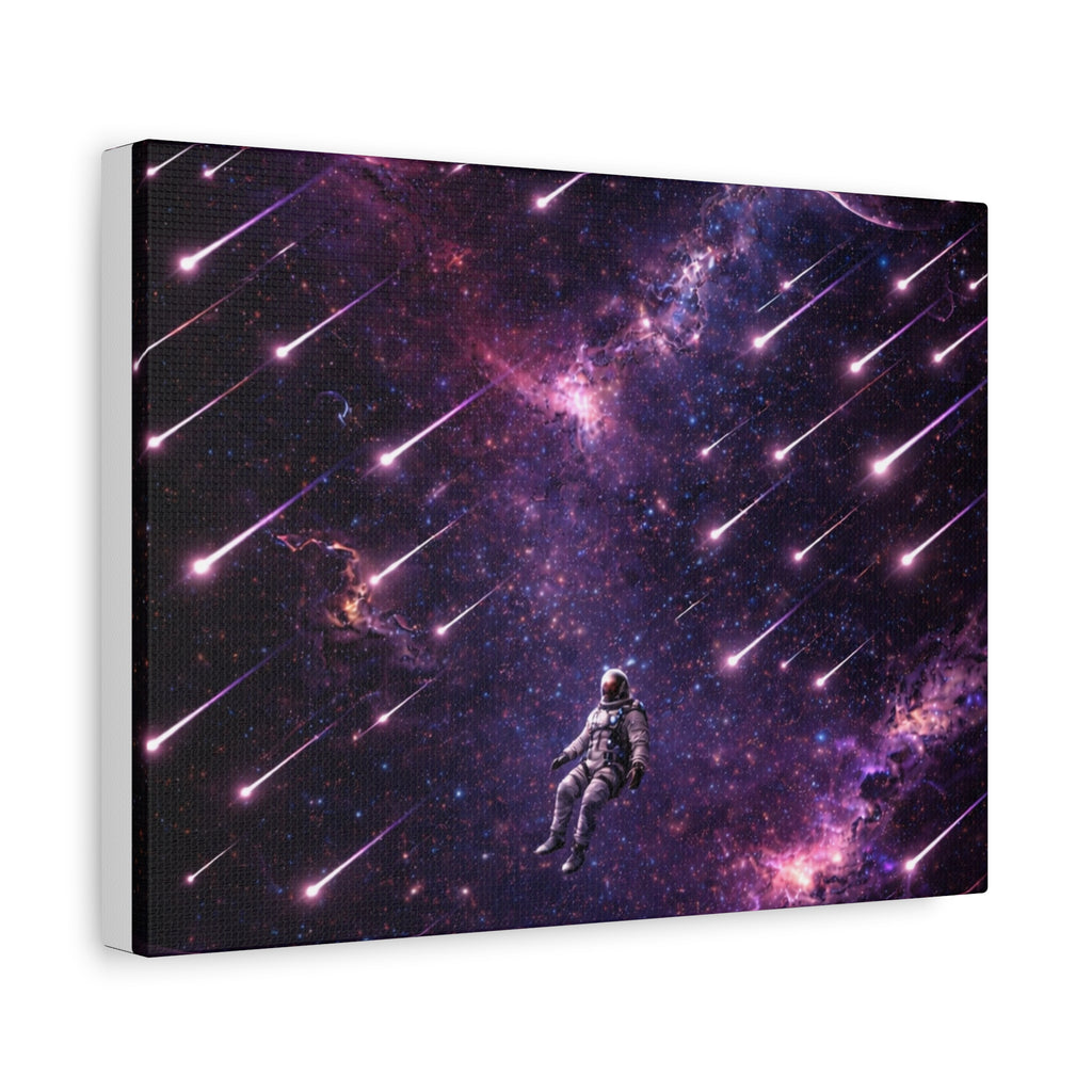 Galactic Meteor Shower Matte Canvas Wall Art — Astronaut Nebula Print (Stretched 1.25")