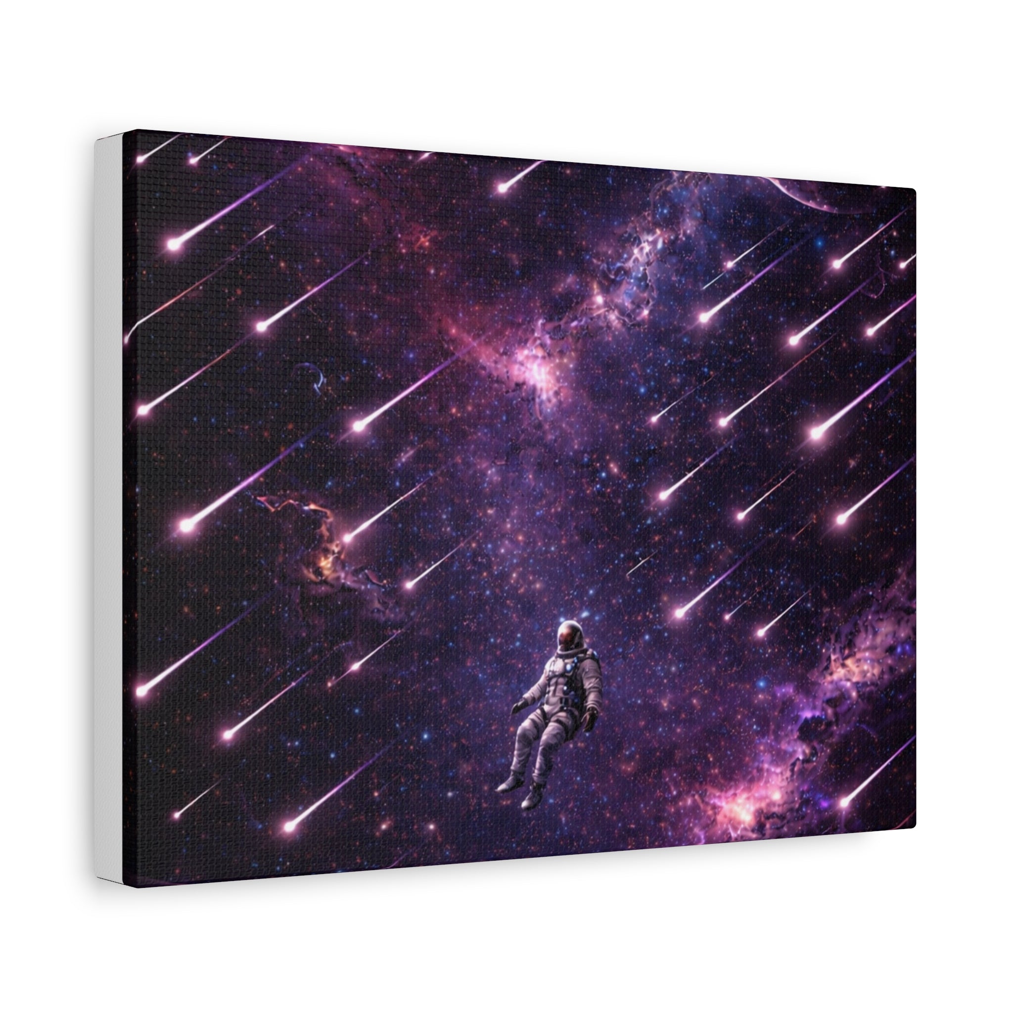 Galactic Meteor Shower Matte Canvas Wall Art — Astronaut Nebula Print (Stretched 1.25")