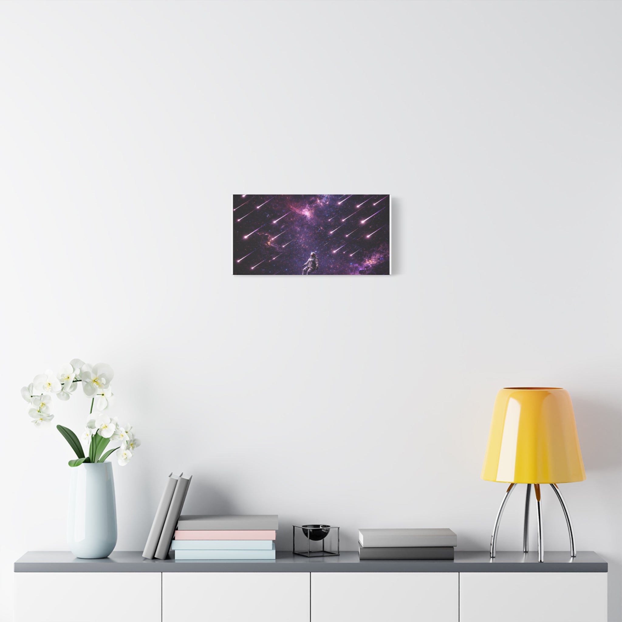 Galactic Meteor Shower Matte Canvas Wall Art — Astronaut Nebula Print (Stretched 1.25")