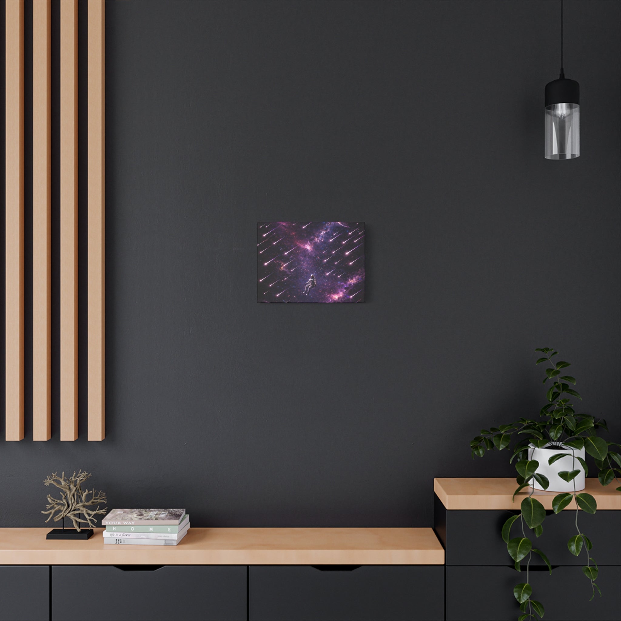 Galactic Meteor Shower Matte Canvas Wall Art — Astronaut Nebula Print (Stretched 1.25")