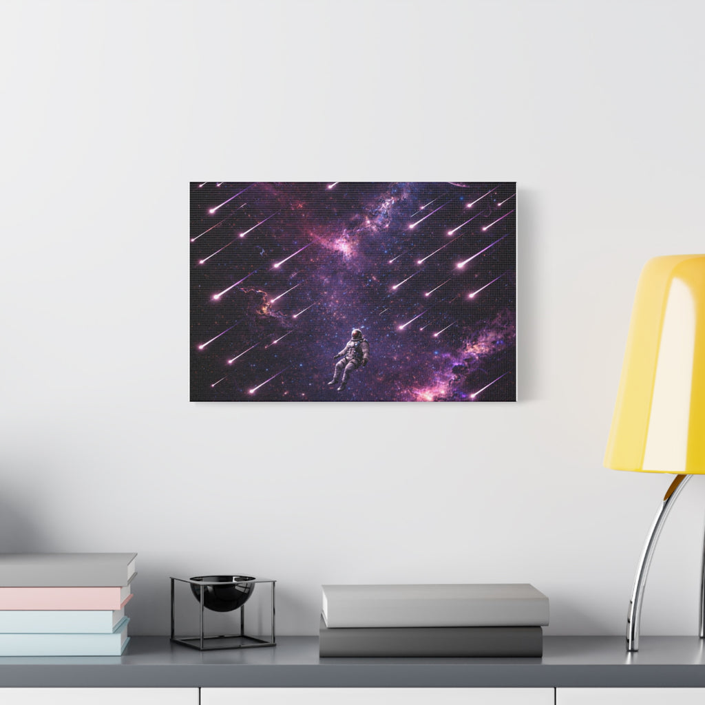 Galactic Meteor Shower Matte Canvas Wall Art — Astronaut Nebula Print (Stretched 1.25")