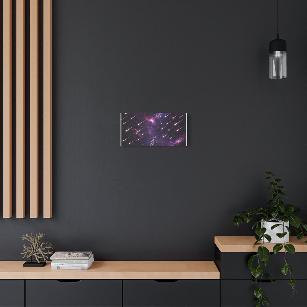 Galactic Meteor Shower Matte Canvas Wall Art — Astronaut Nebula Print (Stretched 1.25")