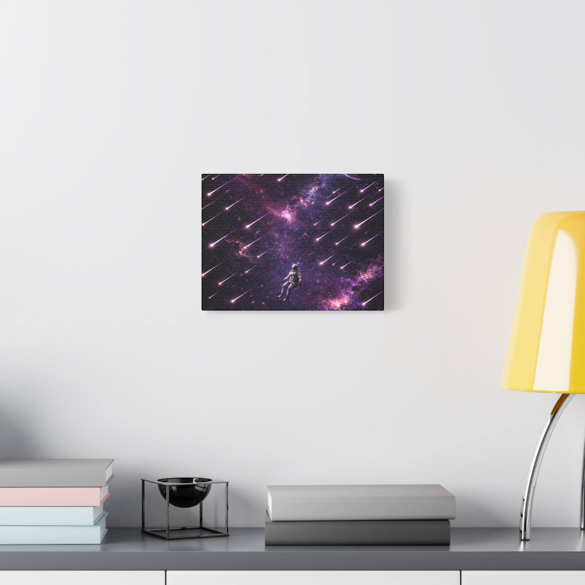 Galactic Meteor Shower Matte Canvas Wall Art — Astronaut Nebula Print (Stretched 1.25")