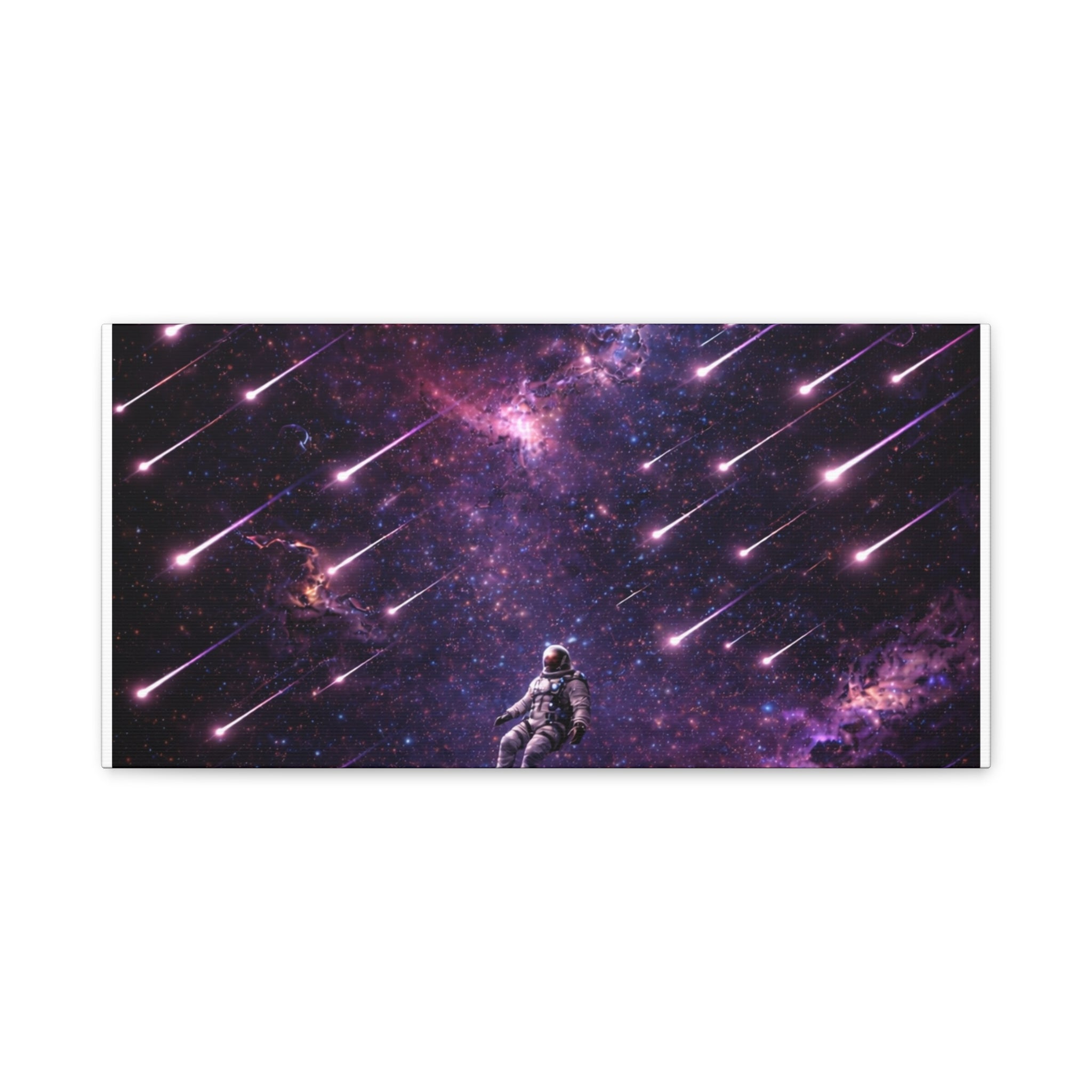 Galactic Meteor Shower Matte Canvas Wall Art — Astronaut Nebula Print (Stretched 1.25")