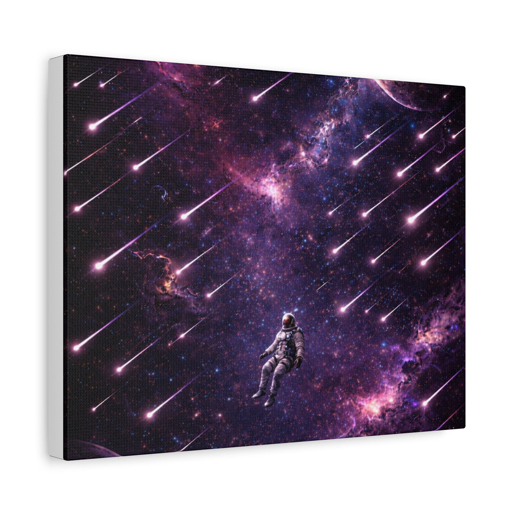 Galactic Meteor Shower Matte Canvas Wall Art — Astronaut Nebula Print (Stretched 1.25")