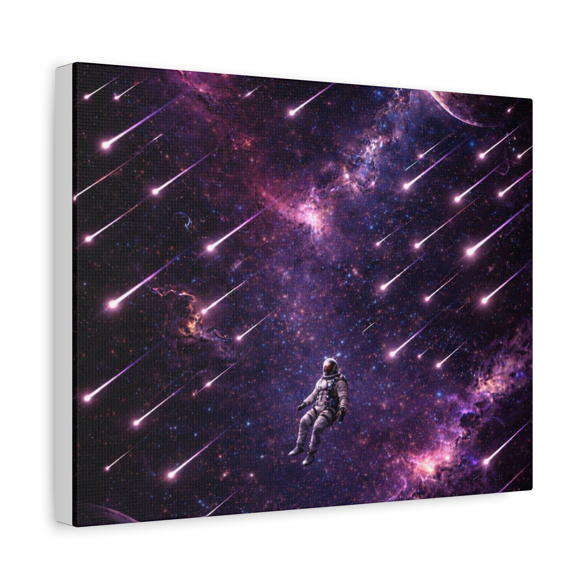 Galactic Meteor Shower Matte Canvas Wall Art — Astronaut Nebula Print (Stretched 1.25")