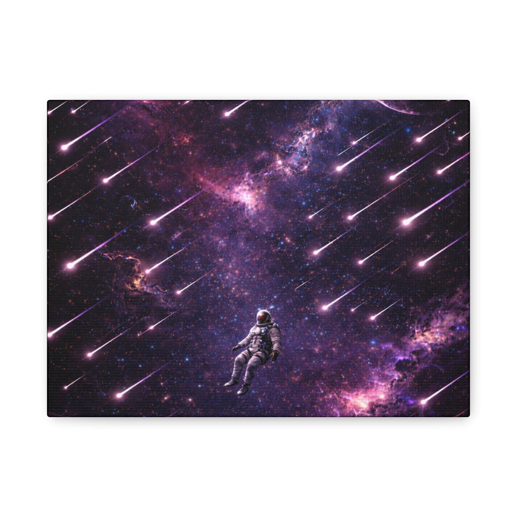 Galactic Meteor Shower Matte Canvas Wall Art — Astronaut Nebula Print (Stretched 1.25")
