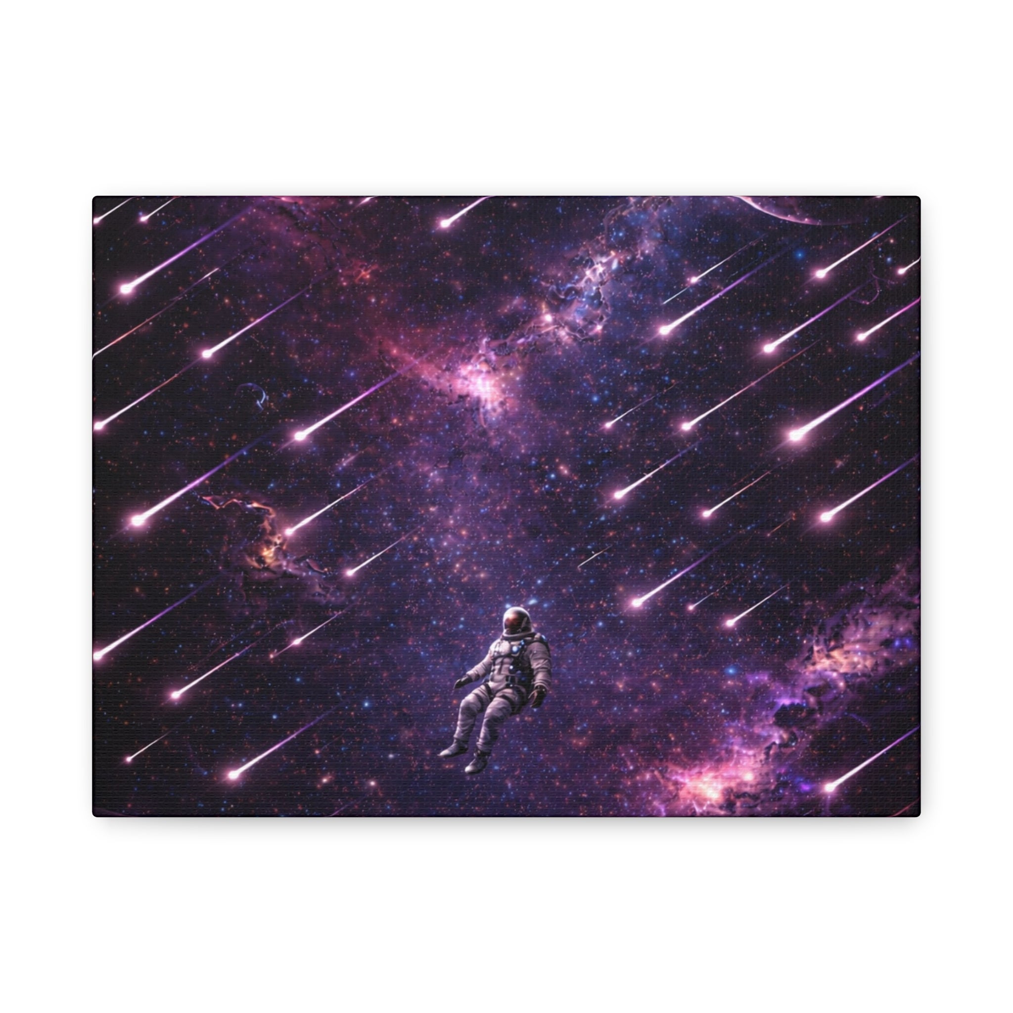 Galactic Meteor Shower Matte Canvas Wall Art — Astronaut Nebula Print (Stretched 1.25")