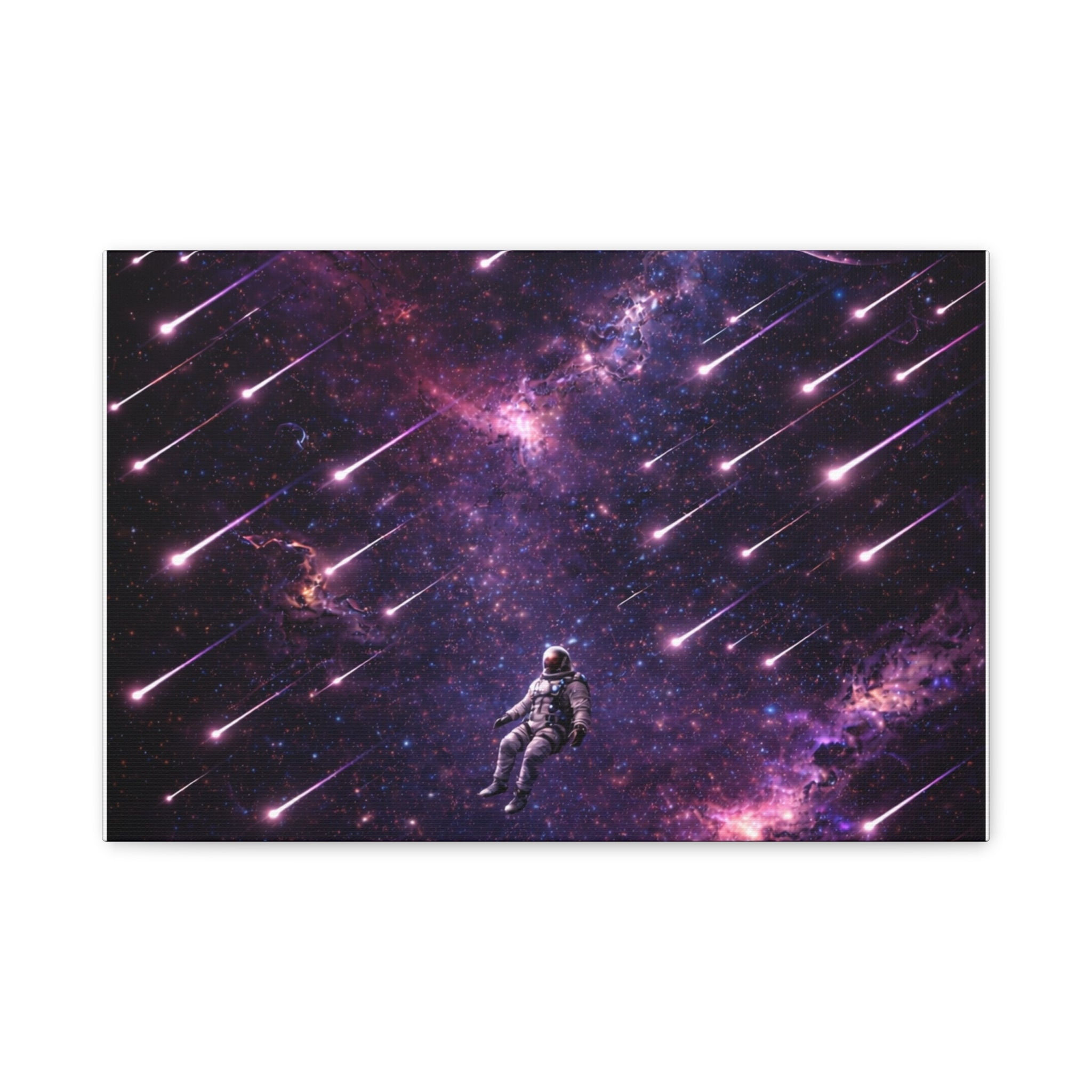 Galactic Meteor Shower Matte Canvas Wall Art — Astronaut Nebula Print (Stretched 1.25")