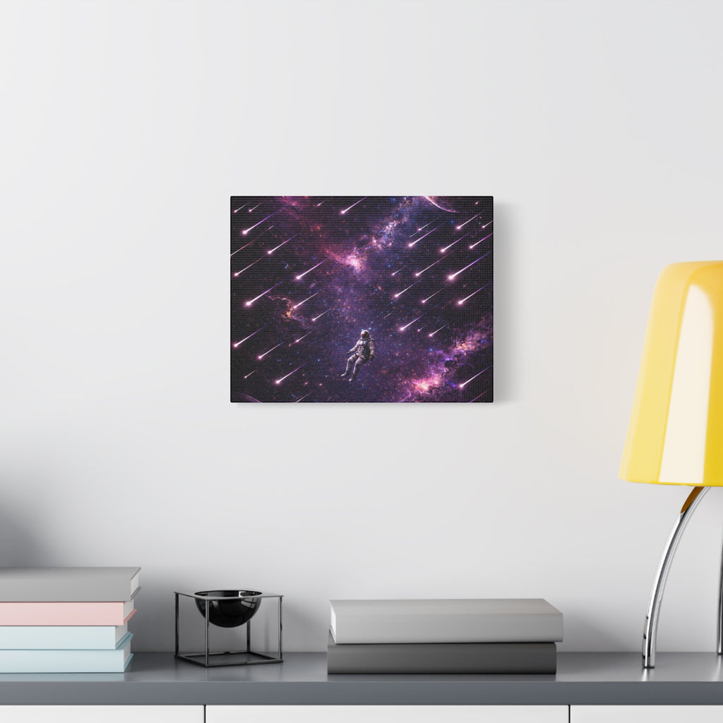 Galactic Meteor Shower Matte Canvas Wall Art — Astronaut Nebula Print (Stretched 1.25")