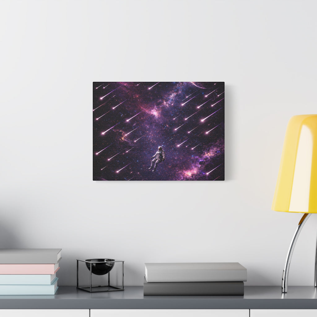Galactic Meteor Shower Matte Canvas Wall Art — Astronaut Nebula Print (Stretched 1.25")