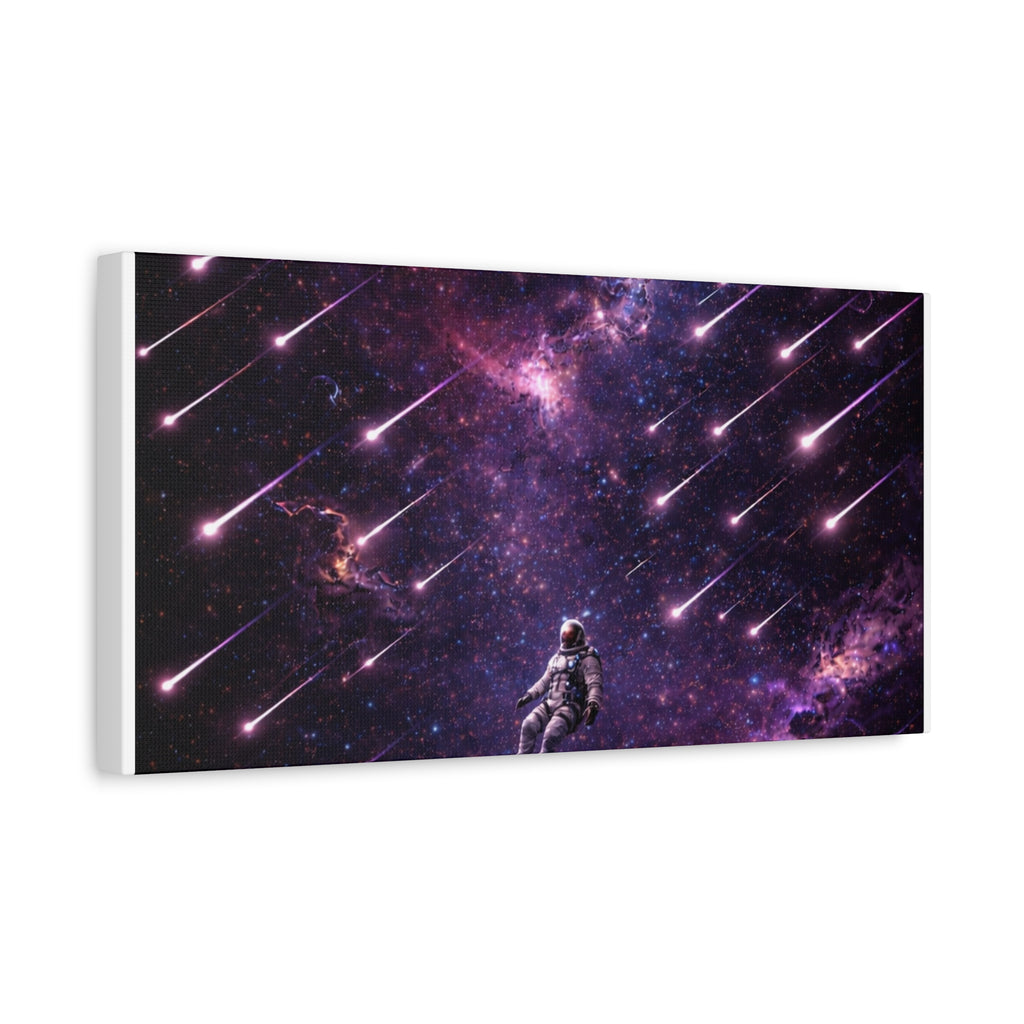 Galactic Meteor Shower Matte Canvas Wall Art — Astronaut Nebula Print (Stretched 1.25")