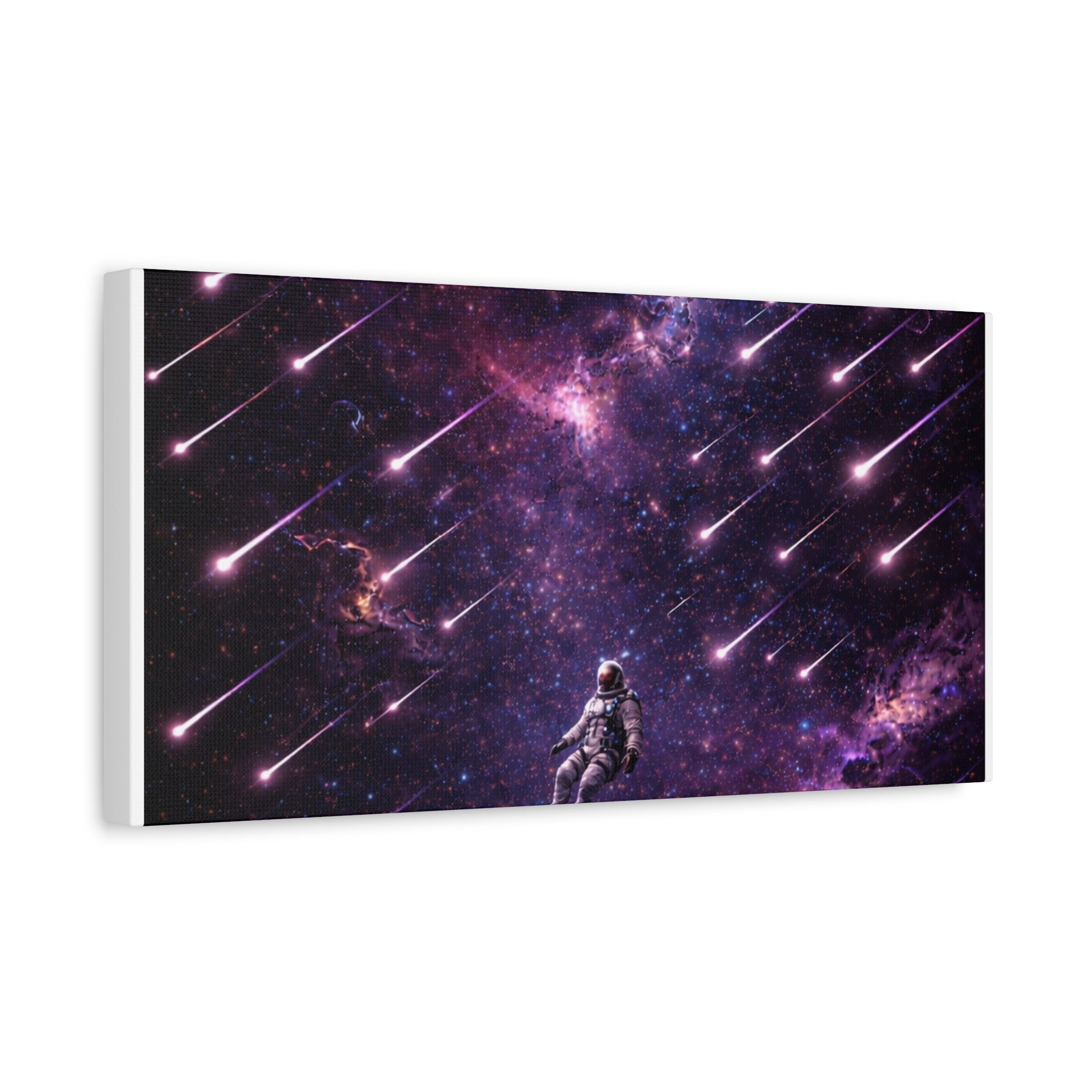 Galactic Meteor Shower Matte Canvas Wall Art — Astronaut Nebula Print (Stretched 1.25")
